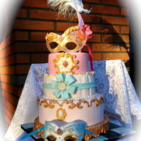 Birthday Cake For A Very Dear Friend Of Mine The Only Detail Was Pink And Masks Otherwise I Was Given Completely Free Rein Birthday cake for a very dear friend of mine. The only detail was pink and masks, otherwise I was given completely free rein.