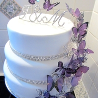 Purple Butterfly Bling Wedding Cake
