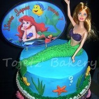 Lianne Jayne's Little Mermaid Cupcake Tower Lianne Jayne's Little Mermaid cupcake tower. An 8"x3" chocolate cake covered in sky blue buttercream and accented with...