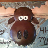 Moose Cake I made this moose cake for a friend who's nickname is moose. I shaped it and pieced it together and covered it with fondant.