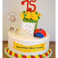 75Th Birthday Client doesn't like fondant so....cake is iced and all decorations are modeling chocolate except bottle which is poured sugar. These...