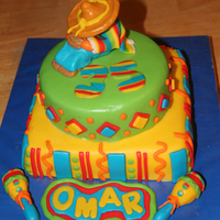 Fiesta/siesta - Sleeping Mexican, Ole! WASC 8 inch base, 6 inch round, MMF. Mexican is fondant except for the flat part of the sombrero...fondant was too soft to hold the shape,...