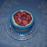 Stained Glass Rose My first attempt at stainded glass technique. French vanilla cake torted and raspberry filled. BC with piping gel.