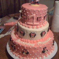 Minnie Mouse 1St Birthday Cake 3 Tier. Minnie Mouse buttercream 3 tier stacked cake.