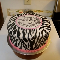 Zebra Birthday Vanilla cake covered in buttercream with fondant zebra print