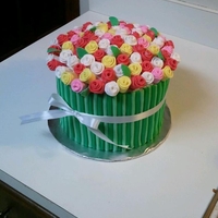 Bouquet Birthday Cake Made this for a friend's mother who really likes to garden and always has flowers around the house. Yellow butter cake with vanilla...