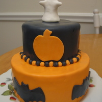 Halloween Birthday Cake Inside is a chocolate cake with a whipped cream-peppermint-marshmallow filling. Frosted with a vanilla frosting. Covered and decorated with...