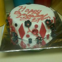 My Birthday Cake yellow cake with chocolate mousse and whipped frosting. I went with red black and white.