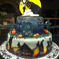 Nightmare Before Christmas Birthday Cake Made this for my daughter's sweet sixteen. She wanted Jack, the dog, the moon, the mountain and the town on the cake. A tall order,...