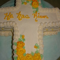 Easter Cross Cake Easter cross, buttercream roses, carrot cake w/ cream cheese frosting