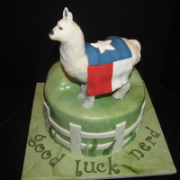 J-Lo The Alpaca :) Made for my husbands co-worker... a Texan who loves Alpacas! Coconut cake with pineapple filling, covered in MMF. The alpaca is RKT covered...
