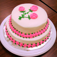 Final Cake For Basic Wilton Class This was my final cake for the Wilton Basic course. It didn't turn out quite like I planned but I am still proud of it :)