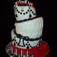 40Th Birthday Cake A topsy turvy cake with a black, white, and red theme inspired by a chandelier image I put on cookies and a very classy birthday girl who...