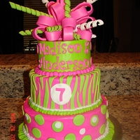Maddie's Dream The bottom two tiers of this cake were designed by the birthday girl herself with a piece of paper and two crayons. She let me have free-...