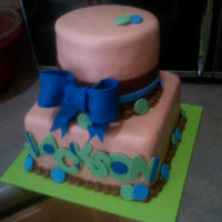 J's Baby Shower Yummiest cake ever! Had the pleasure to be apart of this party. Had some trouble with the fondant but I liked how it turned out.