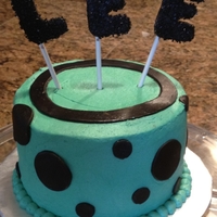 Black And Turquoise Polka Dots Buttercream with fondant accents