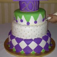 Mardi Gras Graduation Cake 