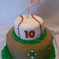 Baseball Cake For Child's birthday party. All decorations made with fondant