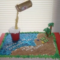 Beer Can,red Solo Cup Birthday Cake 1/2 sheet cake I made for my nephews 30th birthday party. Just a twist on the beer can cakes. His party was a surprise Red Solo Cup party...