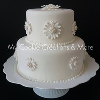 White On White Anniversary Cake 