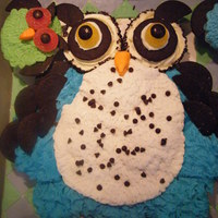 Owl Cupcake Cake Inspiration from Disney's Family Fun Magazine, but with flair! Three different flavor cakes and icings. Twigs sculpted by hand from...