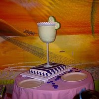 Margarita Cake My husband & I made this cake for a friend's bridal shower. The bottom is a chocolate chip sheet cake. The stem of the glass is a...