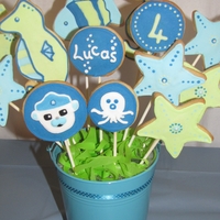 Octonauts Report To Hq - Lucas Is 4! Cookie bouquets to go with my son's Octonauts cake.