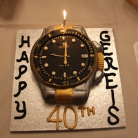 Rolex Cake For Hubby's 40Th A Hersheys chocolate cake with special bc icing (recipe from here on cc) covered in fondant.