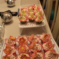 Girly Birthday Cupcakes Assortment of cupcakes with a flower theme. Half are vanilla cupcakes with Extra Special Frosting (recipe on cc) and other half are white...