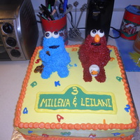 Elmo And Cookie Monster. Elmo and cookie monster cake for a 3rd birthday.