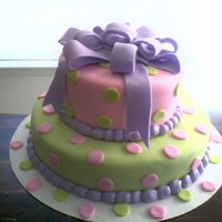 Dots And Bow This was my first attempt at covering a cake with fondant.