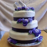 Fondant Covered With Fondant Flowers Wedding Cake 