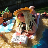 Leisure On The Beach Tried to incorporate all hobbies and interests into one cake - beach, sun, veg garden and good wine