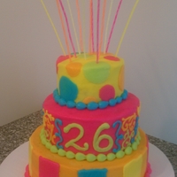 Neon Birthday A cake my sister wanted to surprise her friend with. The top and bottom tiers are chocolate, the middle tier white, with homemade...
