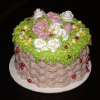 Cake Decorated this in cake class. Went nuts with the ladybugs but they were so much fun to make! My instructor said I had an infestation on my...