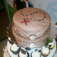 Pirate Treasure Map Cake & Cupcakes Pirate themed 3rd birthday for my nephew :)Marbled fondant for treasure map, twisted marble fondant rope, chocolate coins dusted with gold...