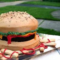 Hamburger Cake Buttercream w/ sugar cookies french fries