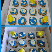 Duck Baby Shower Cupcakes Received an order for 4 dozen cupcakes for a boy baby shower and they didn't have anything specific in mind for a theme. This is what...