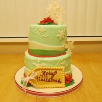 Merry Christmas Cake I made this cake for some members in the family and their Christmas day get together! Caramel pecan cake with a chocolate bavarian cream...