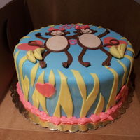Monkey Birthday Cake Done for one of my baby girl's birthdays