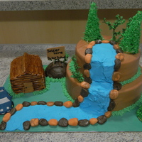 Log Cabin In The Mountains I LOVE THIS CAKE!!!!!! I spent a TON of hours on it and made it for a women who wanted to do a surprise party for her husbands return home...
