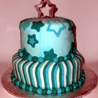 Star Cake My first tiered cake, and fully decorated cake. Chocolate cake with chocolate icing and marshmallow fondant. Fortunately, it was just a...