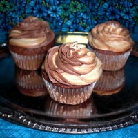 "the Elvis" banana cake with swirled peanut butter and chocolate icing