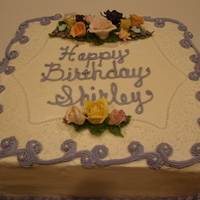Birthday Cake For An 89 Year Old. She Has Alzheimer's And Probably Won't Remember Her 90Th, So Her Family Had Her Party Early. All fondant flowers with buttercream leaves.