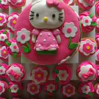 Hello Kitty Cake And Cupcakes Hello Kitty cake and coordinating cupcakes made with fondant.