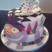 Mad Hatters Tea Party Vanilla & chocolate marble sponge, fondant all edible, made for a unbirthday mad hatter tea party.