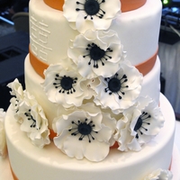 Double Happiness Double Happiness chinese symbol on the wedding cake with Anemone flowers.
