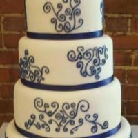 Navy And White Filigree 