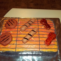 Grill Cake BC icing grill. foods made out of rice krispie treats and covered in mmf. my husband's cousin loves to cook and grill out so i thought...