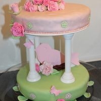 Birds Nest And Roses This is my 18th birthday cake. Fondant and gumpaste roses, leaves, butterflies, bird, and nest. Brush embroidered flowers on the sides. I...